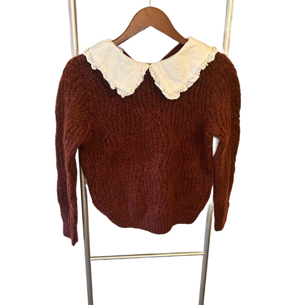 Zara Kids Brown Sweater with White Collar